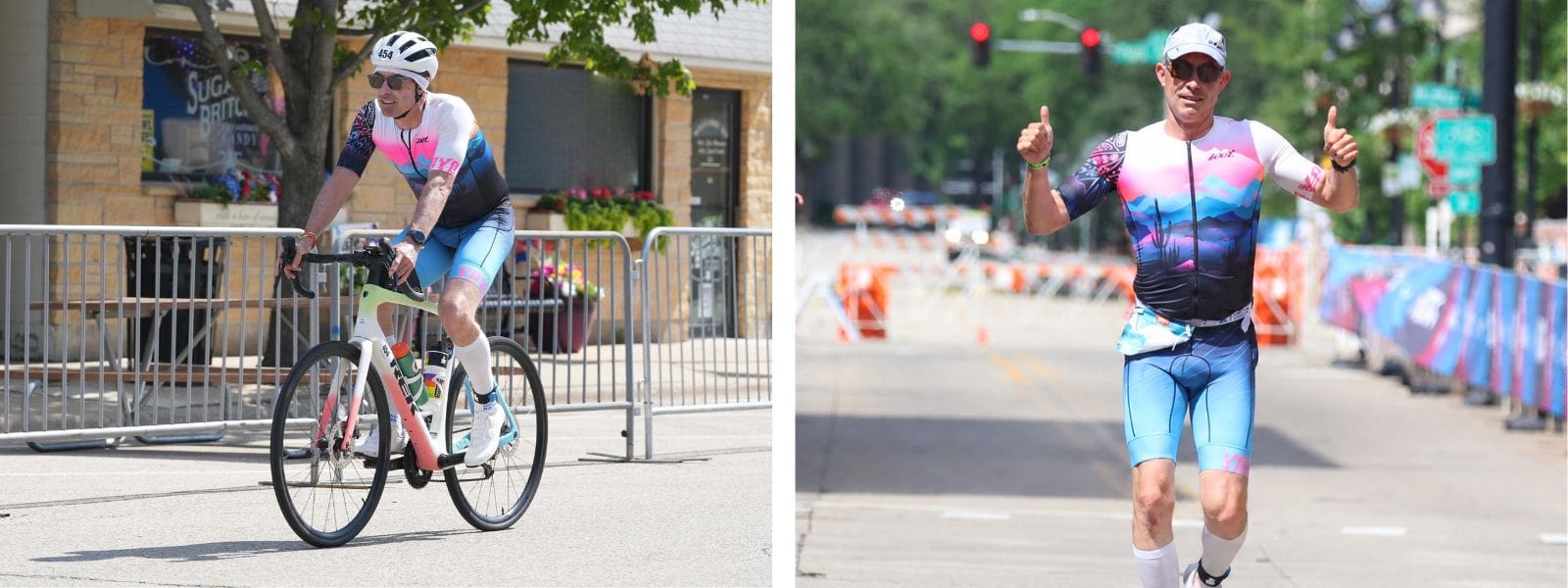 Online triathlon coaching athlete on the bike and run legs of the Rockford 70.3 triathlon.